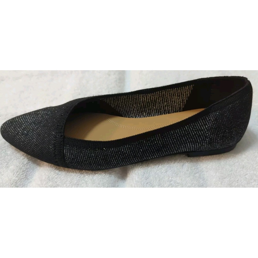 Hush Puppies Sadie Knit Asymmetric V Cut Shimmer Metallic Ballet Flats Womens 7 - Picture 10 of 11